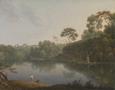Táj tóval és csónakokkal alkotó: Thomas Wright