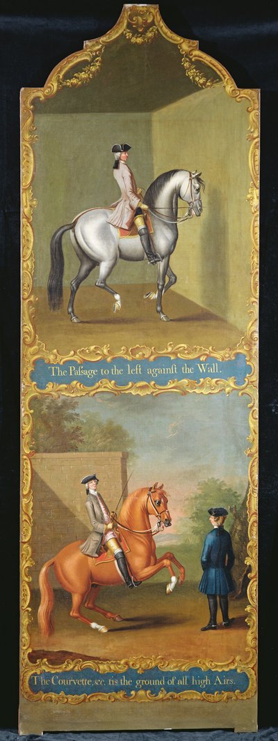 "The Passage to the Left against the Wall" (fent) és "The Courvette stb., az összes magas légterek talaja" (alul), 1750 körül alkotó: Thomas, of Pall Mall Butler