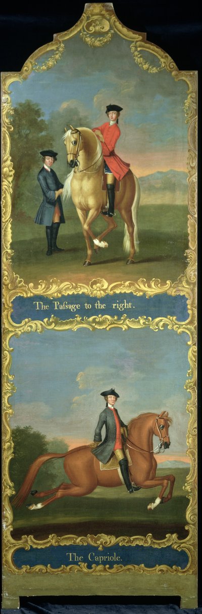 „The Passage to the Right” (fent) és „The Capriole” (lent), 1750 körül alkotó: Thomas, of Pall Mall Butler