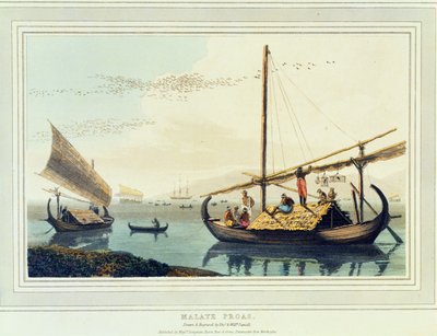 Malaye Proas, 17. lemez az „Egy festői utazás Indiába” című művéből, 1810 (akvatinta) alkotó: Thomas und William Daniell