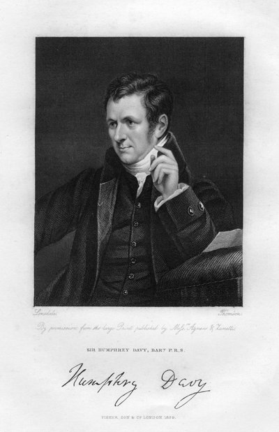 Sir Humphry Davy 1778-1829, angol kémikus és fizikus, XIX. alkotó: Thompson