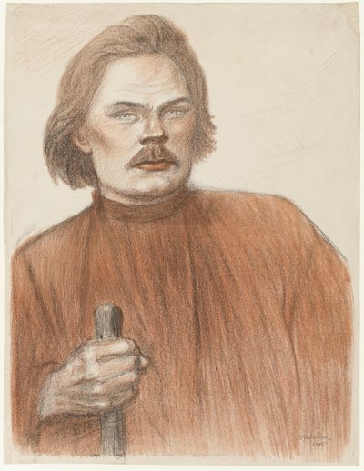 Maxime Gorki frontális portréja deréktól felfelé alkotó: Théophile Alexandre Pierre Steinlen