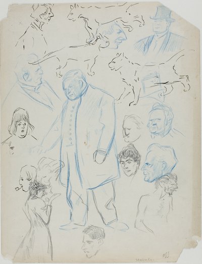 Vázlatok lapja: Férfiak, nők és macskák (recto); Sheet of Sketches: Férfiak és nők (hátoldal) alkotó: Théophile Alexandre Pierre Steinlen