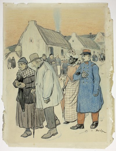 Utcai jelenet két párral alkotó: Théophile Alexandre Pierre Steinlen
