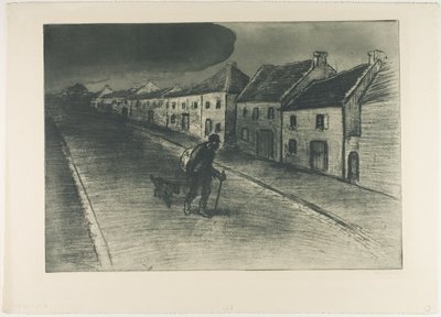 Csavargó áthalad egy alvó falun alkotó: Théophile Alexandre Pierre Steinlen