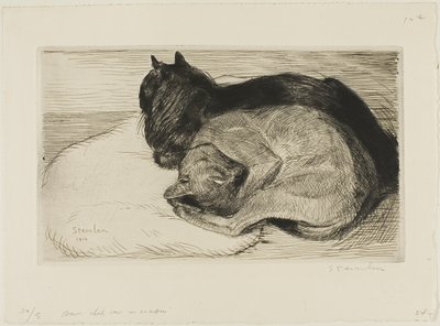 Két macska egy párnán alkotó: Théophile Alexandre Pierre Steinlen