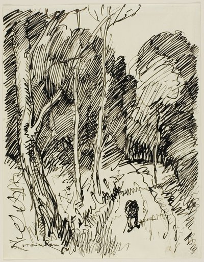 Erdős táj Vagabonddal alkotó: Théophile Alexandre Pierre Steinlen