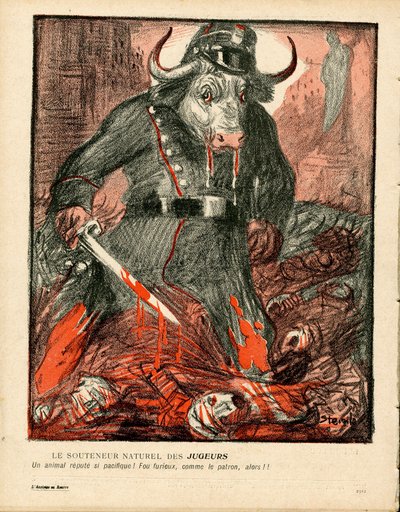 A „” L’Plate au beurre” borítója, 357. szám, Szatirikus színekben alkotó: Théophile Alexandre Steinlen