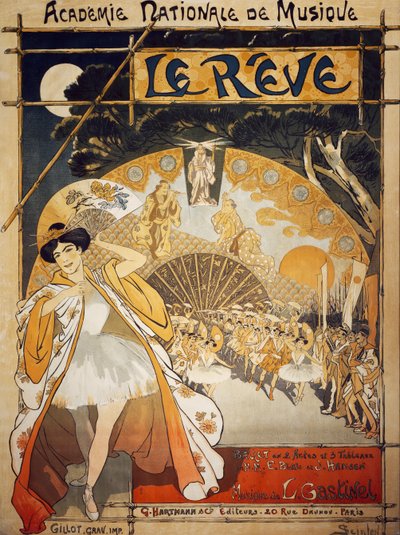 A Le Reve plakátja, Alfred-Edouard Blau és Joseph Hansen balettje, zene: Leon Gastinel, Academie Nationale de Musique, Párizs, Kiadó: Hartmann, Párizs alkotó: Théophile Alexandre Steinlen