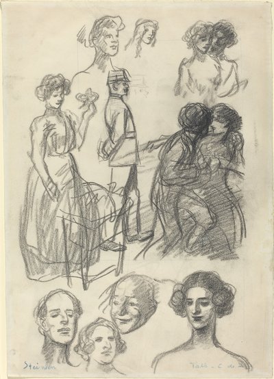 Vázlatok szerelmeseknek egy padon, 19. század vége-XX. század eleje. alkotó: Théophile Alexandre Steinlen