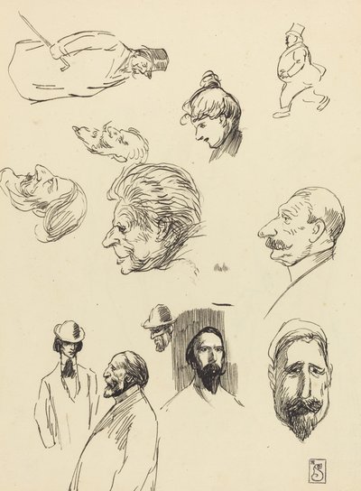 Tanulmányok alakokról és fejekről, 19. század vége-XX. század eleje. alkotó: Théophile Alexandre Steinlen