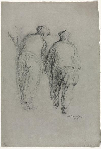 Két férfi dolgozik, hátsó nézet alkotó: Théophile Alexandre Steinlen