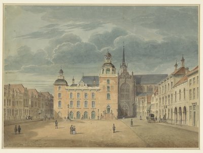 Városháza és templom Goesben (Zéland) alkotó: Théophile Schuler (possibly)