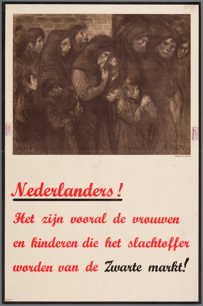 A hollandoknak szóló bejelentés, hogy különösen a nők és a gyermekek a feketepiac áldozatai alkotó: Theophile Steinlen