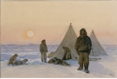 Sarki felfedezők (akvarell papíron) alkotó: Thorolf Holmboe