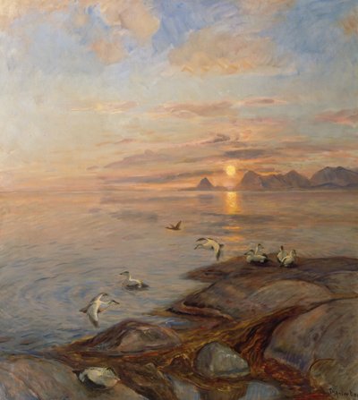 Tengeri madarak az éjféli napban (olaj, vászon) alkotó: Thorolf Holmboe