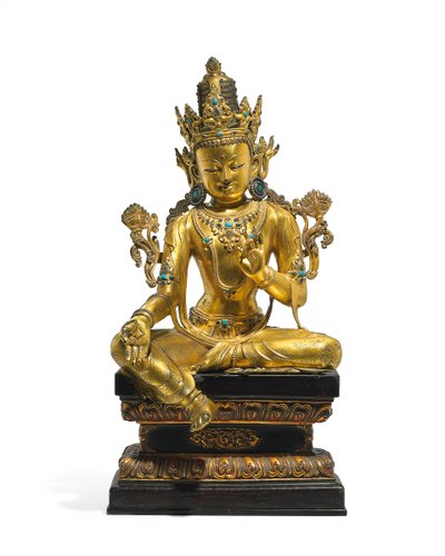 Avalokiteshvara császári alakja (lásd még 474250-474254) (aranyozott bronz) alkotó: Tibetan School