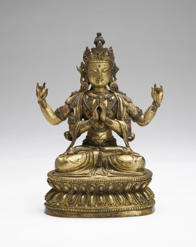Sukhavati Avalokiteshvara, 17. század vége – 18. század eleje (aranyozott rézötvözet) alkotó: Tibetan School