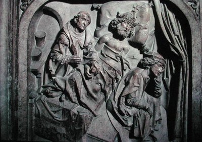 II. Henrik (973-1024) és felesége Kunigunde sírja, a Szent Benedek által operált császár részlete alkotó: Tilman Riemenschneider