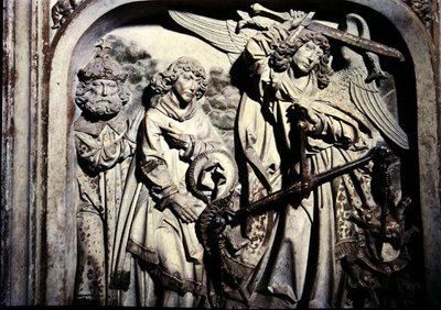 II. Henrik (973-1024) és felesége, Kunigunde sírja, II. Henrik szívének Szent Lőrinc jelenlétében történő megmérésének részlete alkotó: Tilman Riemenschneider