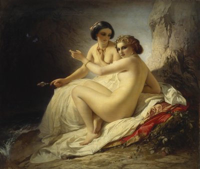 Két lány egy barlangban, 1859 alkotó: Timofei Andreyevich Neff