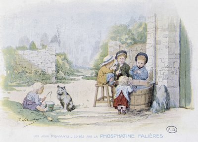 Gyermekjátékok: a vödörben horgászat játéka - dess. de Lobrichon, szerk. írta: Phosphatine Falieres, v.1920 alkotó: Timoleon Marie Lobrichon