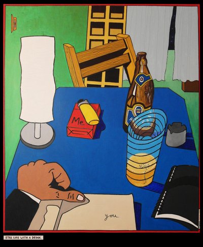 Csendélet itallal, 2001, olaj, vászon alkotó: Timothy Nathan Joel