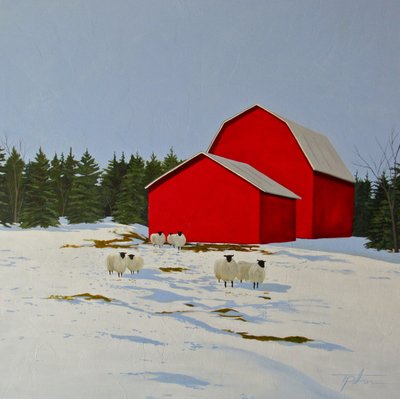 Birkák a hóban, 2016 (olaj, vászon) alkotó: Tina Palmer