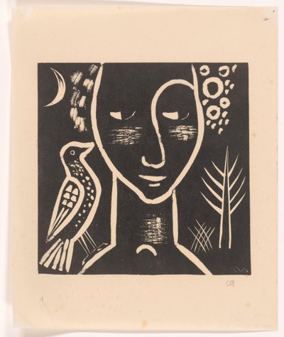 Női fej galambbal alkotó: Tinus van Doorn (signed by artist)