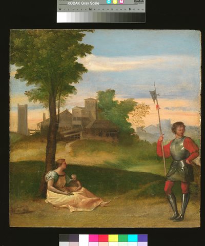 Egy idill: 1505-10 körül (olaj, tábla). alkotó: Titian (c.1488 1576) (attr. to)