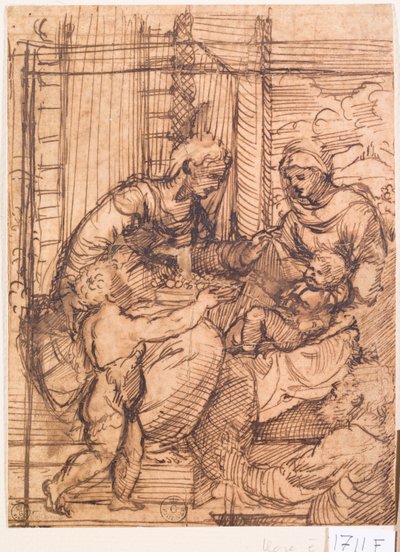 Sacred Conversation (toll és tinta, papír) alkotó: Titian (c.1488-1576)