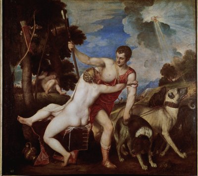 Vénusz és Adonisz (olaj, vászon alkotó: Titian (c.1488 1576)