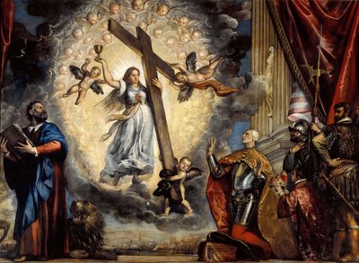 Antonio Grimani dózsa a hit előtt térdelt, 1555 és 1576 között. alkotó: Titian