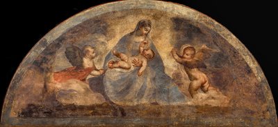 Madonna és gyermek két angyallal, c. 1519. alkotó: Titian