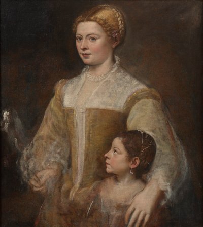 Egy hölgy és lánya portréja, c. 1550. alkotó: Titian
