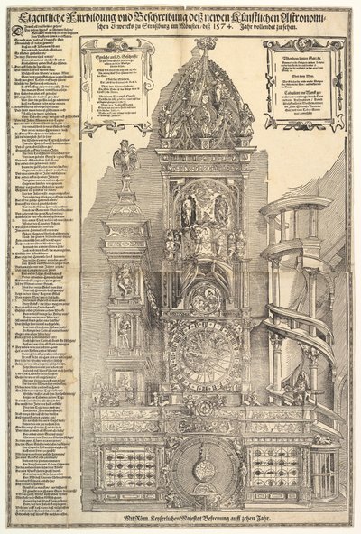 Csillagászati óra a strasbourgi katedrálisban, 1574. alkotó: Tobias Stimmer
