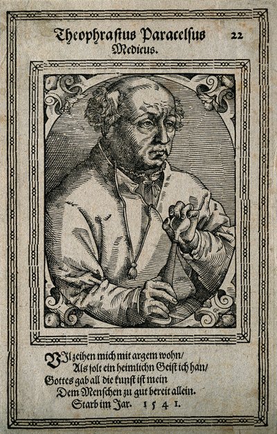 Philippus Theophrastus Aureolus Bombastus von Hohenheim Paracelsus, 1587. alkotó: Tobias Stimmer