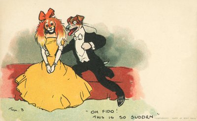 Romantikus párnak öltözött kutyák (színes litho) alkotó: Tom Browne