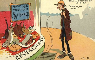 Csavargó benéz egy étterem ablakába alkotó: Tom Browne