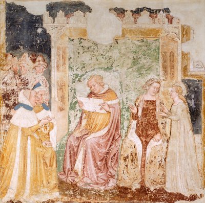 Nagykövetség Bretagne királyához, részlet a Szent Orsolya történeteiből, Tommaso da Modena (1326-1379), freskó, részlet, Santa Caterina templom, Treviso alkotó: Tomaso da (late 15th century) Modena