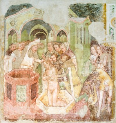 Anglia hercegének megkeresztelkedése, részlet a Szent Orsolya legendája című freskóról alkotó: Tomaso da (late 15th century) Modena