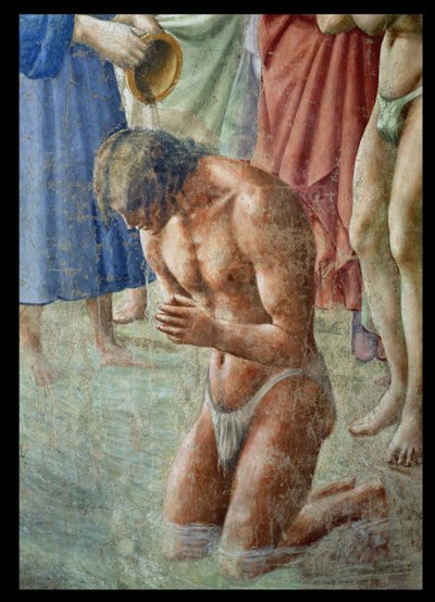 Az újoncokat keresztelő Szent Péter, részlet a neofitaról, 1427 körül freskó lásd még 63311 alkotó: Tommaso Masaccio
