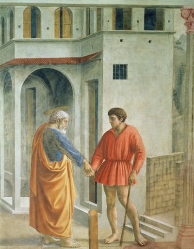 Tribute Money Szent Péter fizet az adószedőnek – részlet a 31642-ből, 1427 körüli freskó alkotó: Tommaso Masaccio
