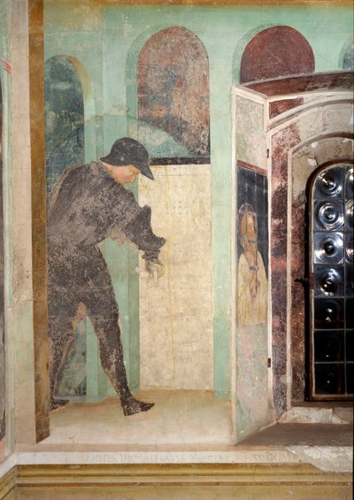 Keresztelő János élete: egy őr - Freskó alkotó: Tommaso Masolino da Panicale