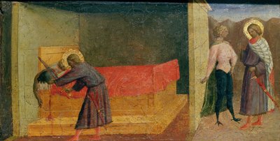 St. Julian, az ispotályos megöli anyját és apját alkotó: Tommaso Masolino da Panicale