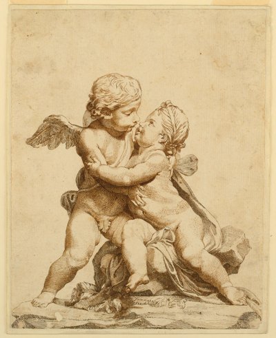 Rajz, Két cupidák csókolóznak, 1750-90 alkotó: Tommaso Todeschini