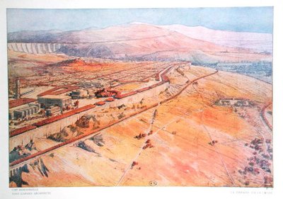 Völgyre néző terasz, amelyet Tony Garnier (1869-1948) tervezett a "La Cite Industrielle"-ből alkotó: Tony Garnier