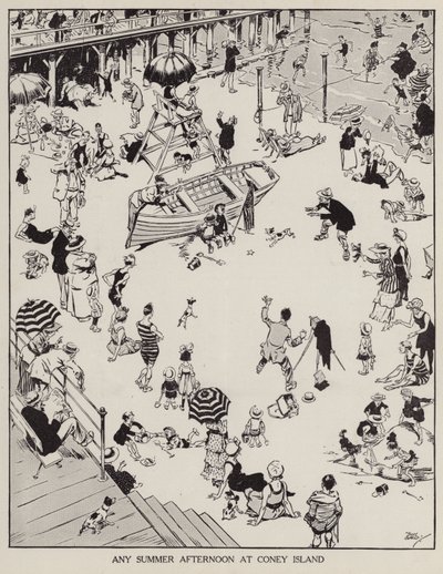 Egy nyári délután Coney Islanden (litho) alkotó: Tony Sarg