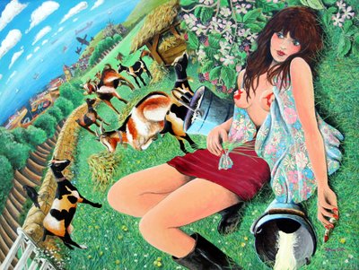 Mae Rose-Cottage erotikus fantáziáiról ábrándozik, 2005 (akril a panelen) alkotó: Tony Todd
