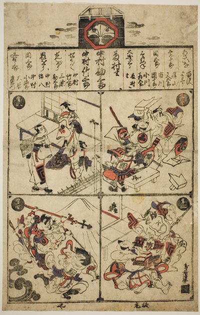 Egy színdarab az Ichimura Színház számára alkotó: Torii Kiyomasu I